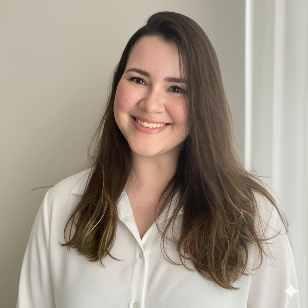 Retrato profissional da psicóloga Cintia Gomes